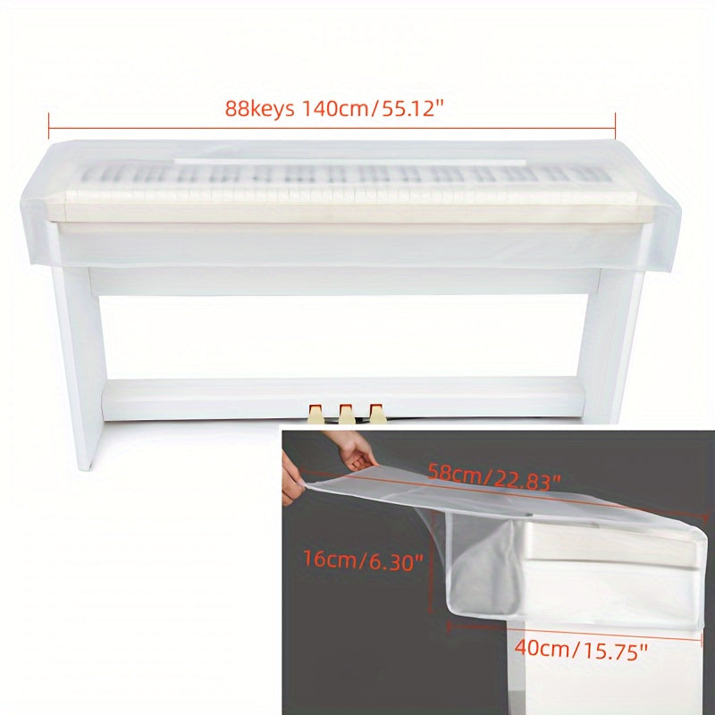 Transparent Piano Dust Cover for 61/88 Keys Moisture-Proof Washable Durable