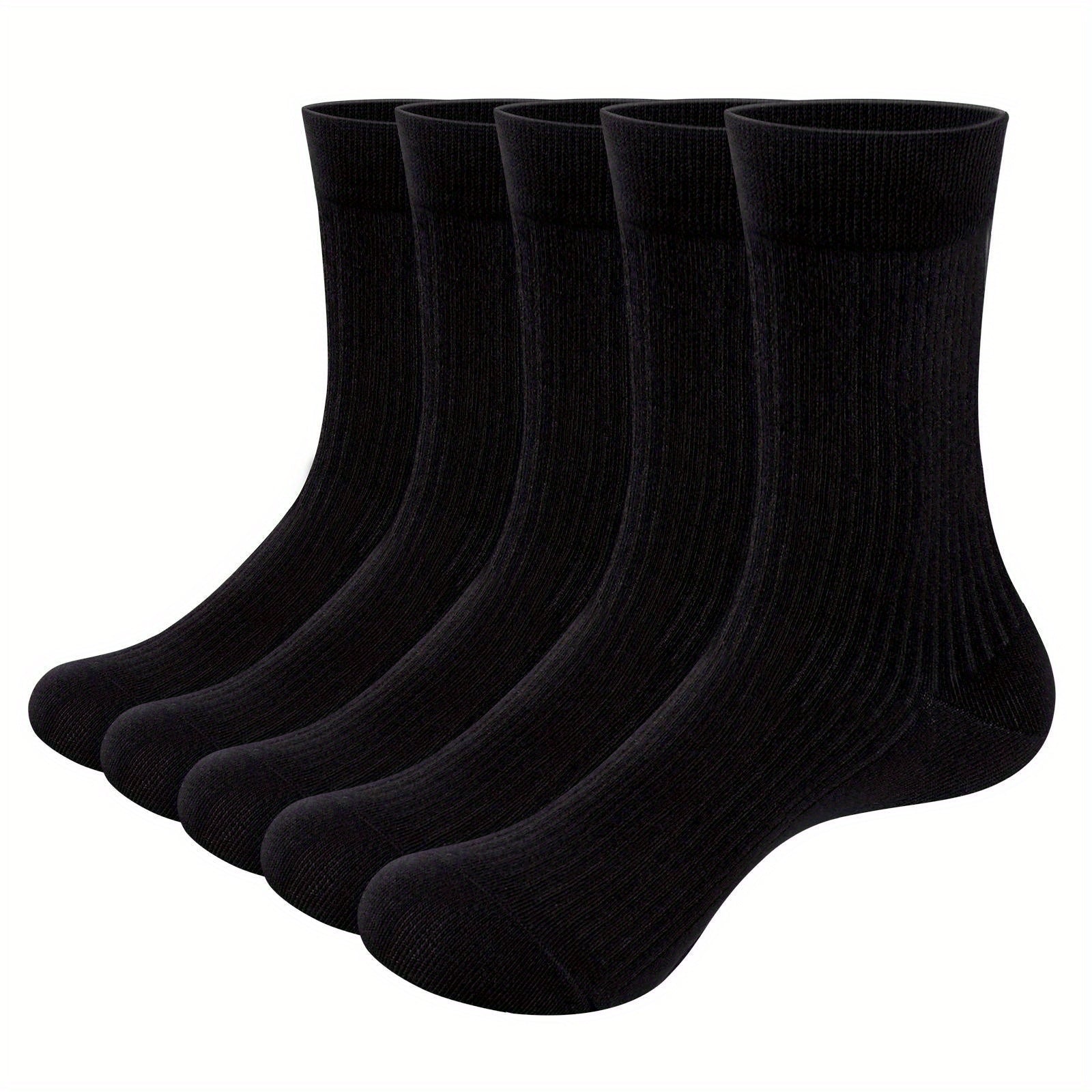 Men's Bamboo Fiber Crew Socks Pack of 5 Breathable Casual All-Season