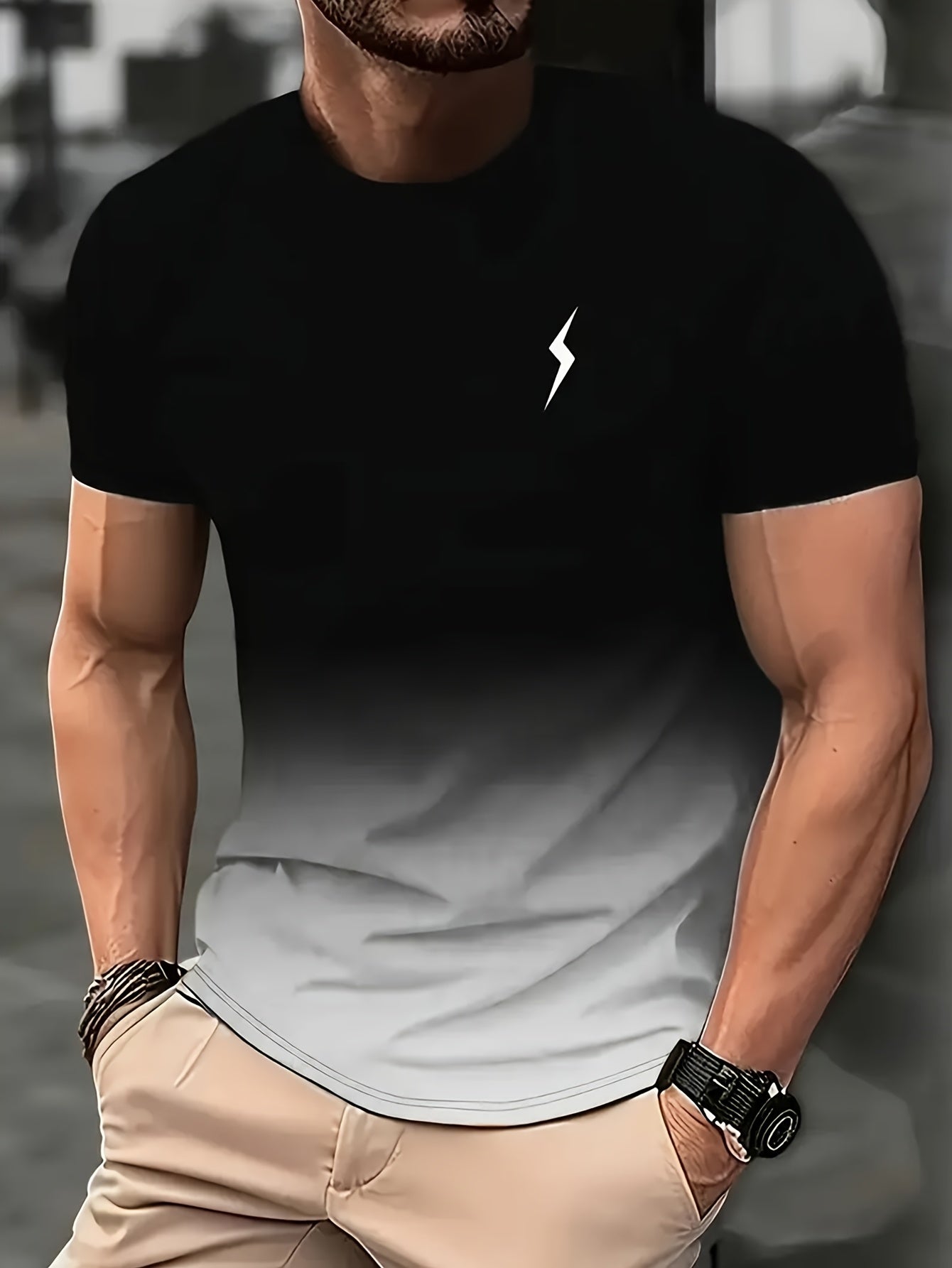 Men's 3-Pack Gradient 3D Printed Quick-Dry Polyester T-Shirts for Sports and Fitness