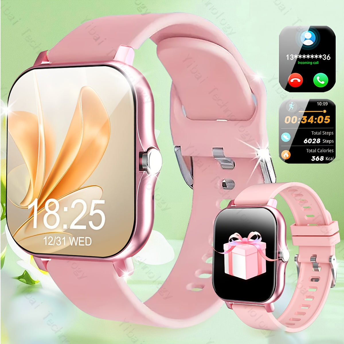 Smartwatch 1.83 Inch HD Screen Large Battery Wireless Call Fitness Tracker for Outdoor Activities Black