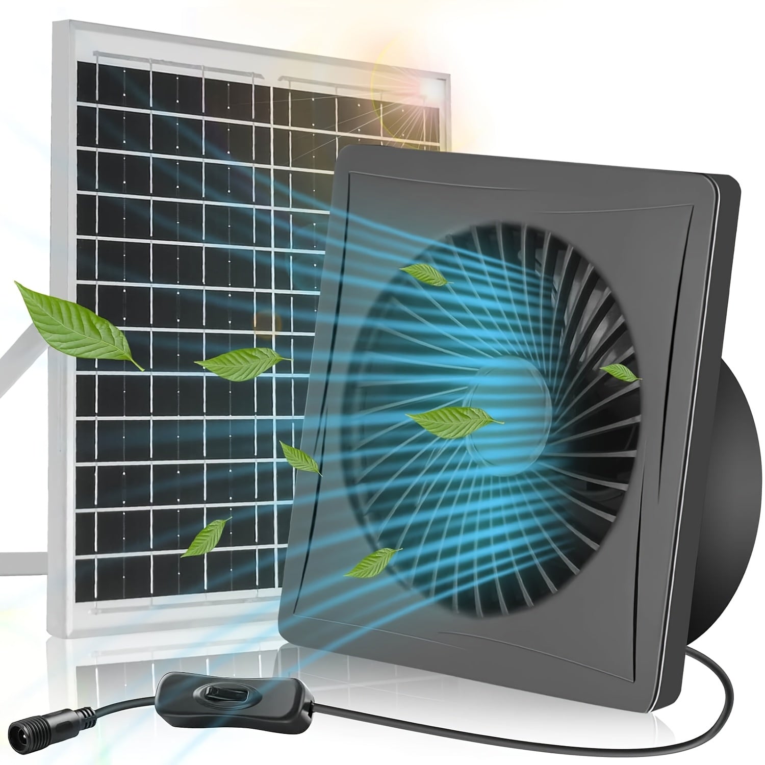 Solar Exhaust Fan Black Solar Powered Ventilator for Attics and Sheds