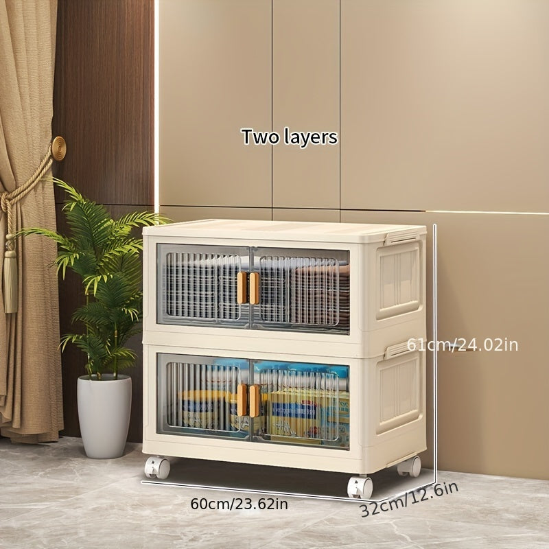 Foldable Plastic Storage Cabinet Multi-Layer Space-Saving Organizer for Home Desk Drawer