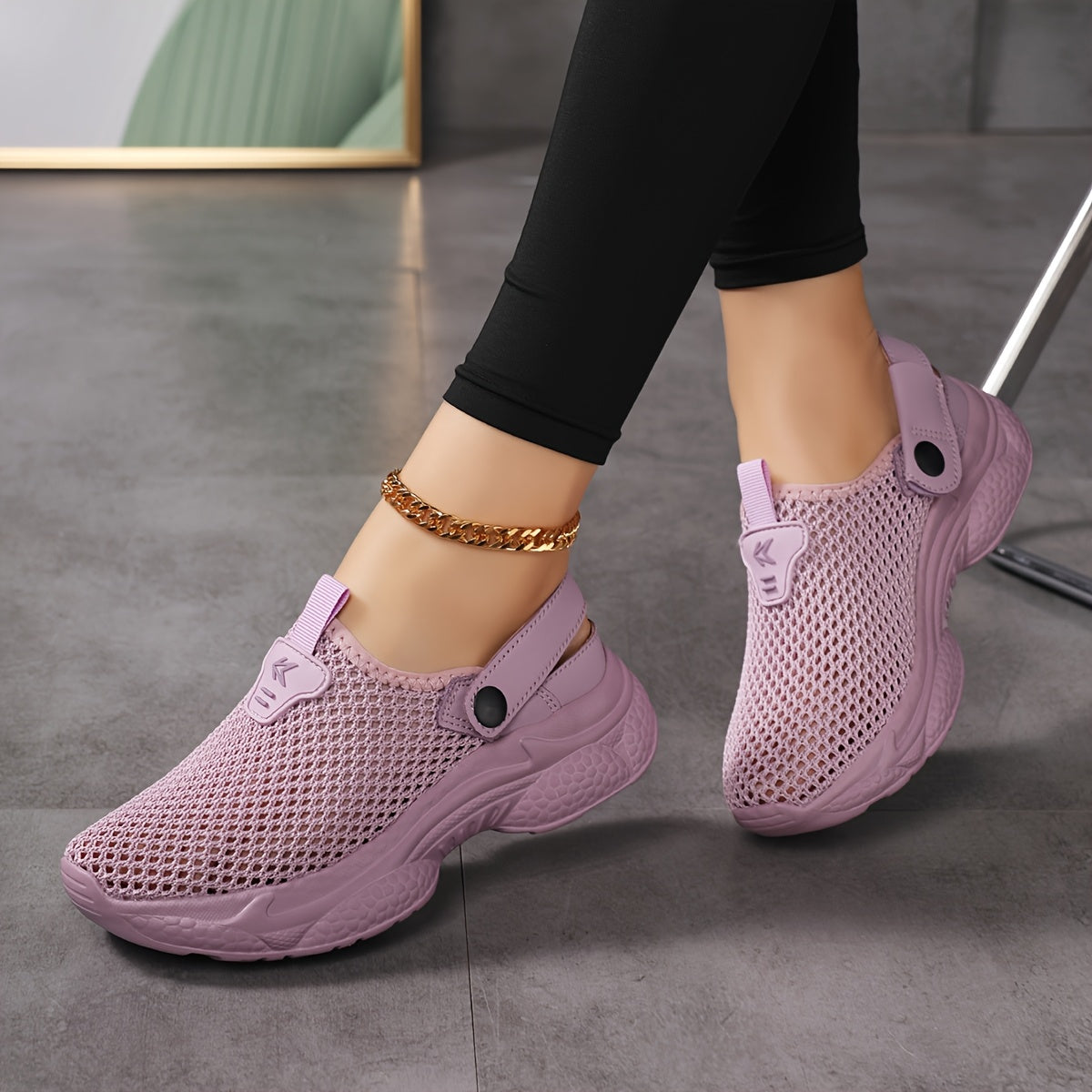 Ayollar uchun nafas oladigan slip-on kundalik sport poyabzali - qalin yostiqlangan tag, barcha mavsumlar uchun o'lchamlar 35-43