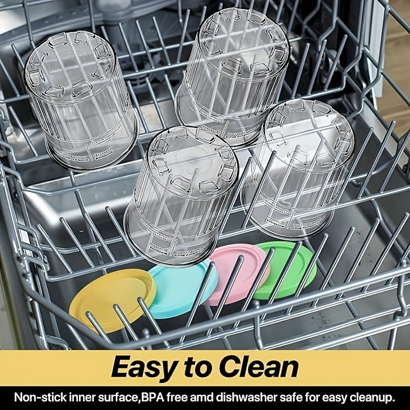 Set of Four 24oz Plastic Food Storage Containers with Lids for Ice Cream Maker