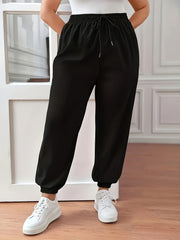 Pantalones joggers ajustados de talla grande para mujer, pantalones casuales con cordón para primavera y verano