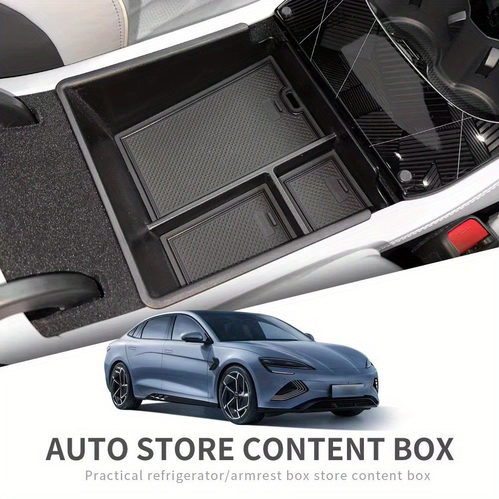 Center Console Armrest Storage Box for EV Black Tidy Organizer