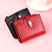 Компактный кожаный кошелек для женщин с застежкой-молнией для монет и несколькими слотами для карт