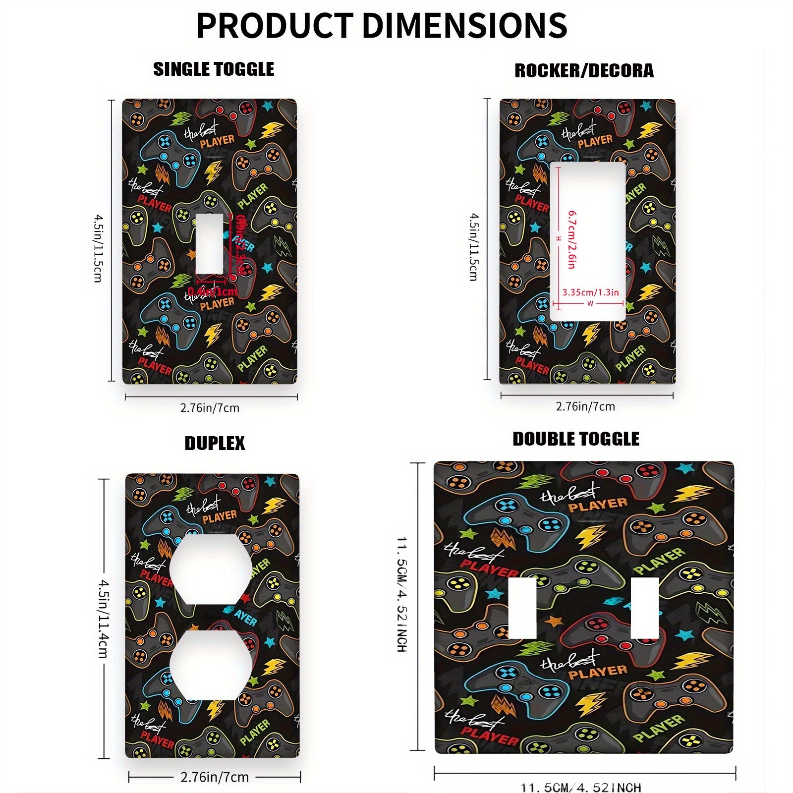 Decorative Light Switch Cover for Bathroom and Bedroom Cartoon Gaming Design