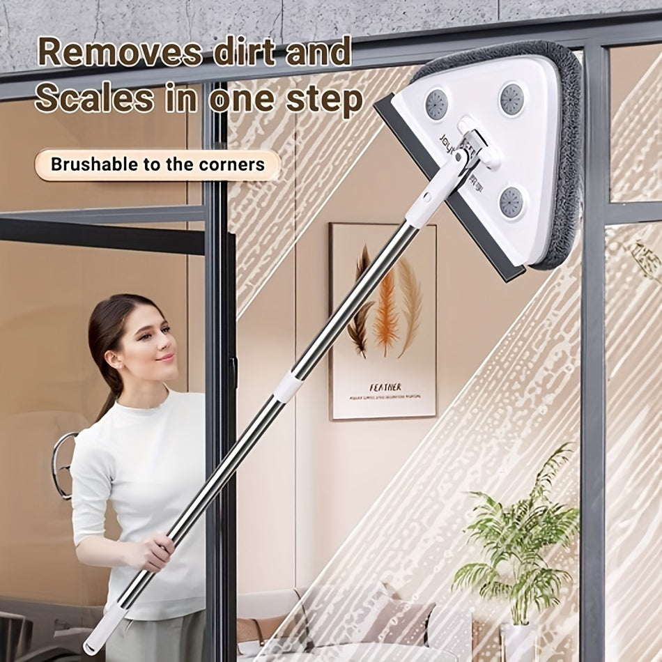 Multi-Surface Window Cleaning Squeegee and Scrubber Set with Stainless Steel Handle
