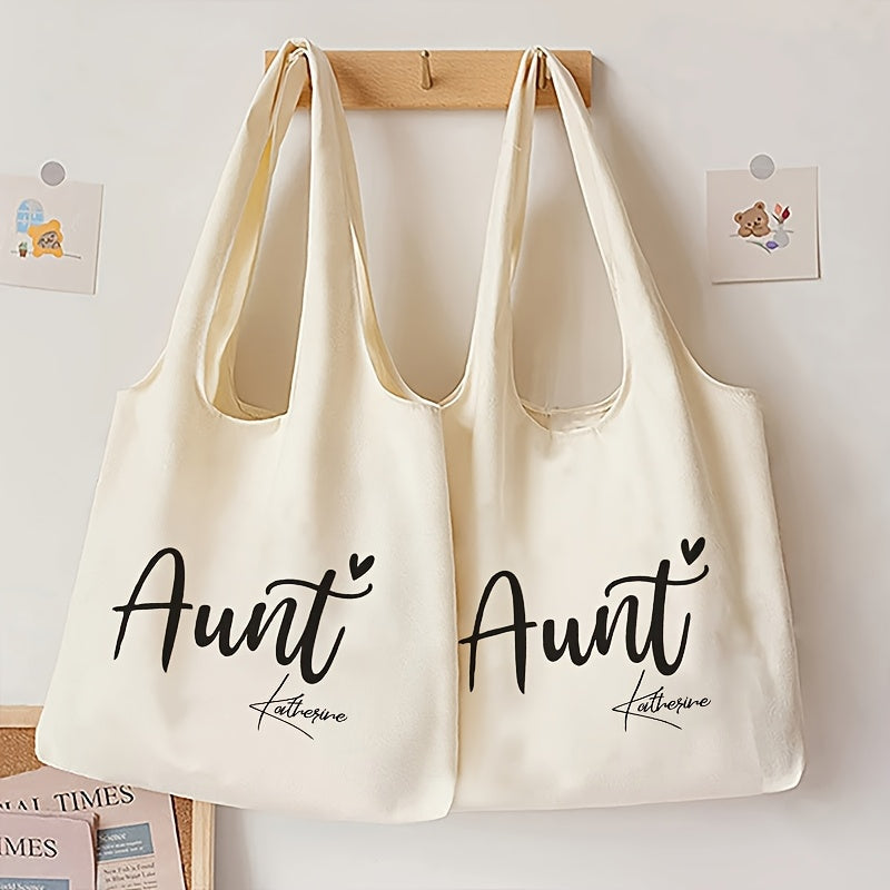 Stylish Aunt Tote Bag Canvas White Foldable Machine Washable Gift for Aunts