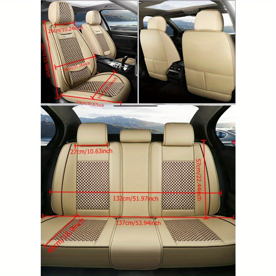 Full Set Seat Covers for 5-Seater Cars Black Gray Breathable Wear-resistant