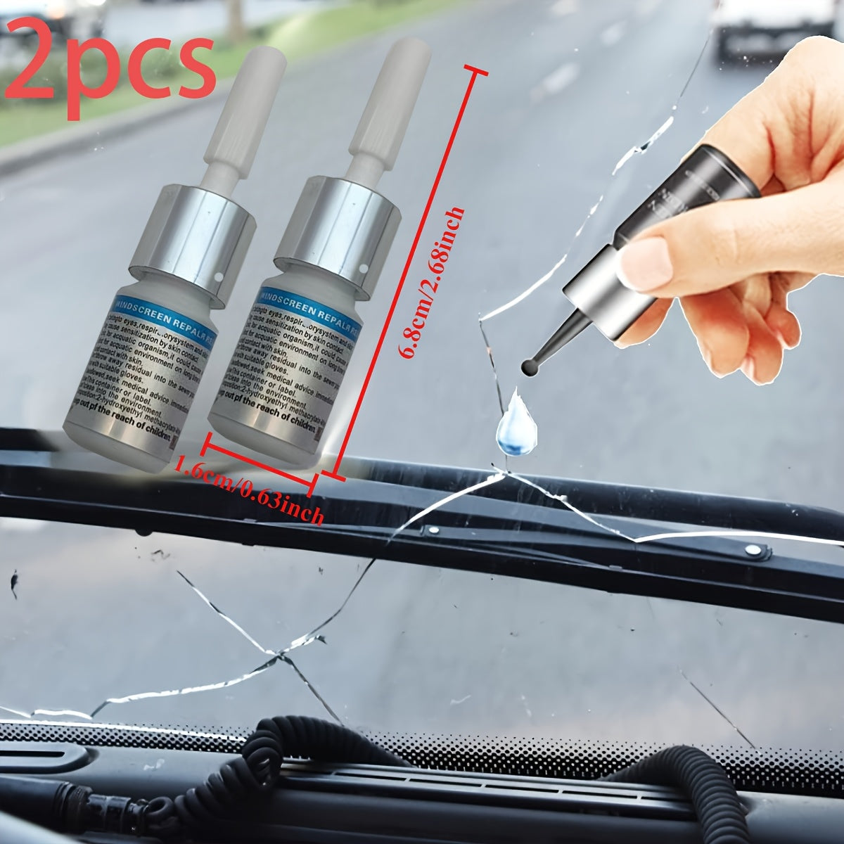 Набор для ремонта лобового стекла из ABS-материала с нанонитями для устранения сколов и трещин