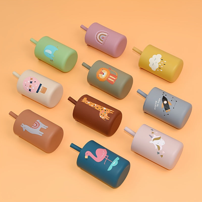 Vaso de silicona para niños de 6 oz con pajilla y tapa, libre de BPA, apto para lavavajillas, apto para microondas, en varios colores