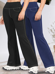 Plus Size High-Waist Flared Jeans 2 Pack Women's Casual Stretchy Pants