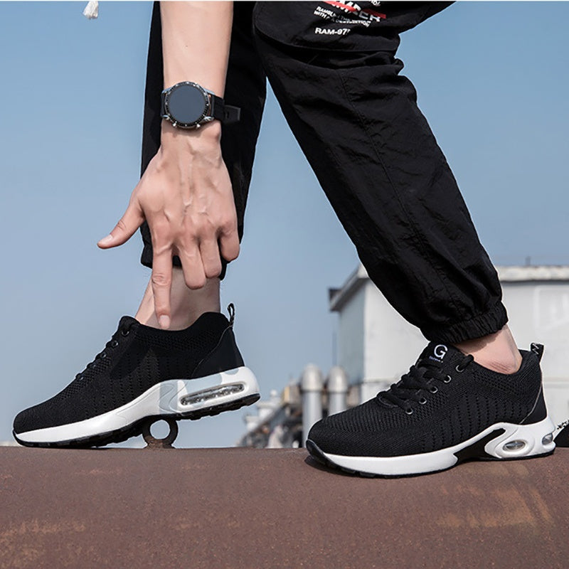 Women's Steel Toe Work Shoes Breathable Anti-Smash Safety Shoes Black