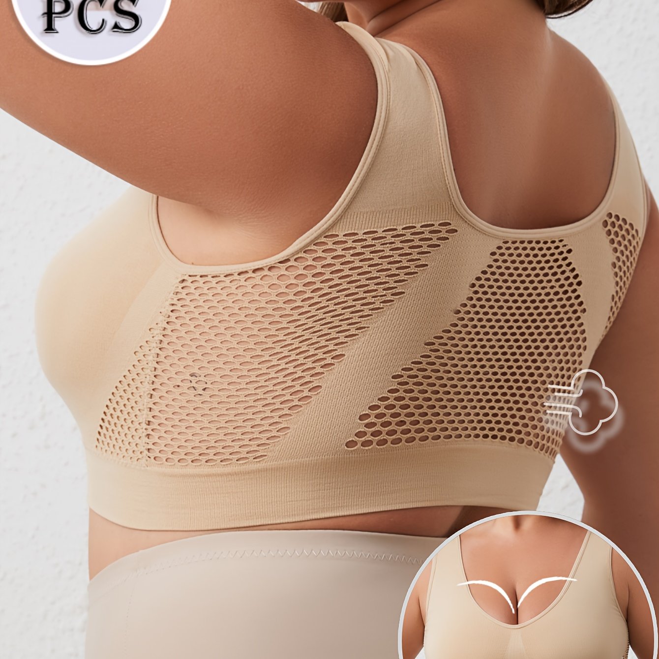 Women's Seamless Double-Layer Shock-Absorbing Sports Bra Black 1XL-5XL