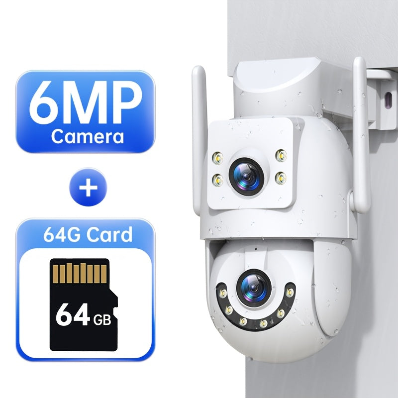 1080p Dual Lens Security Camera with 360 Degree Remote Surveillance Night Vision Wi-Fi Two-Way Audio