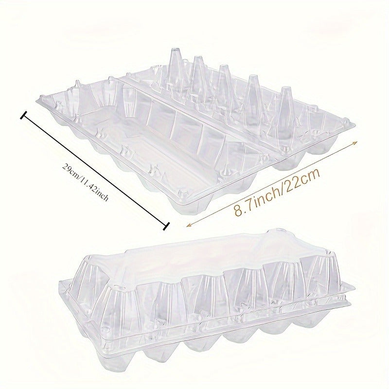 30-Pack Clear Plastic Egg Cartons Reusable Egg Trays Hold 12 Eggs for Farm Market