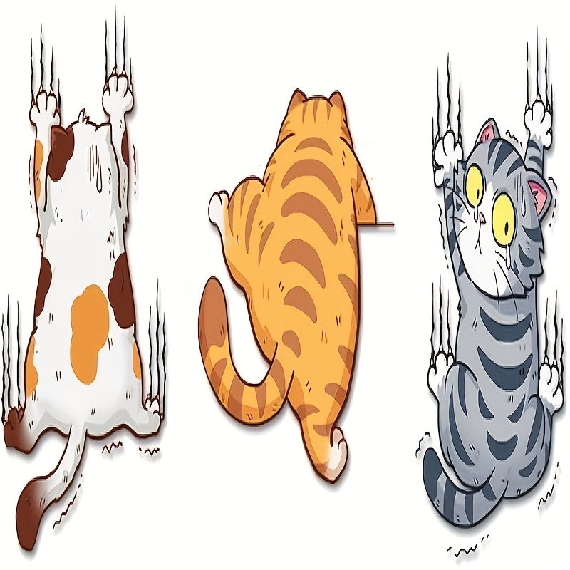 3Pcs Playful Cat Vinyl Decals Durable PVC Medium Car Truck Wall Window Bumpers