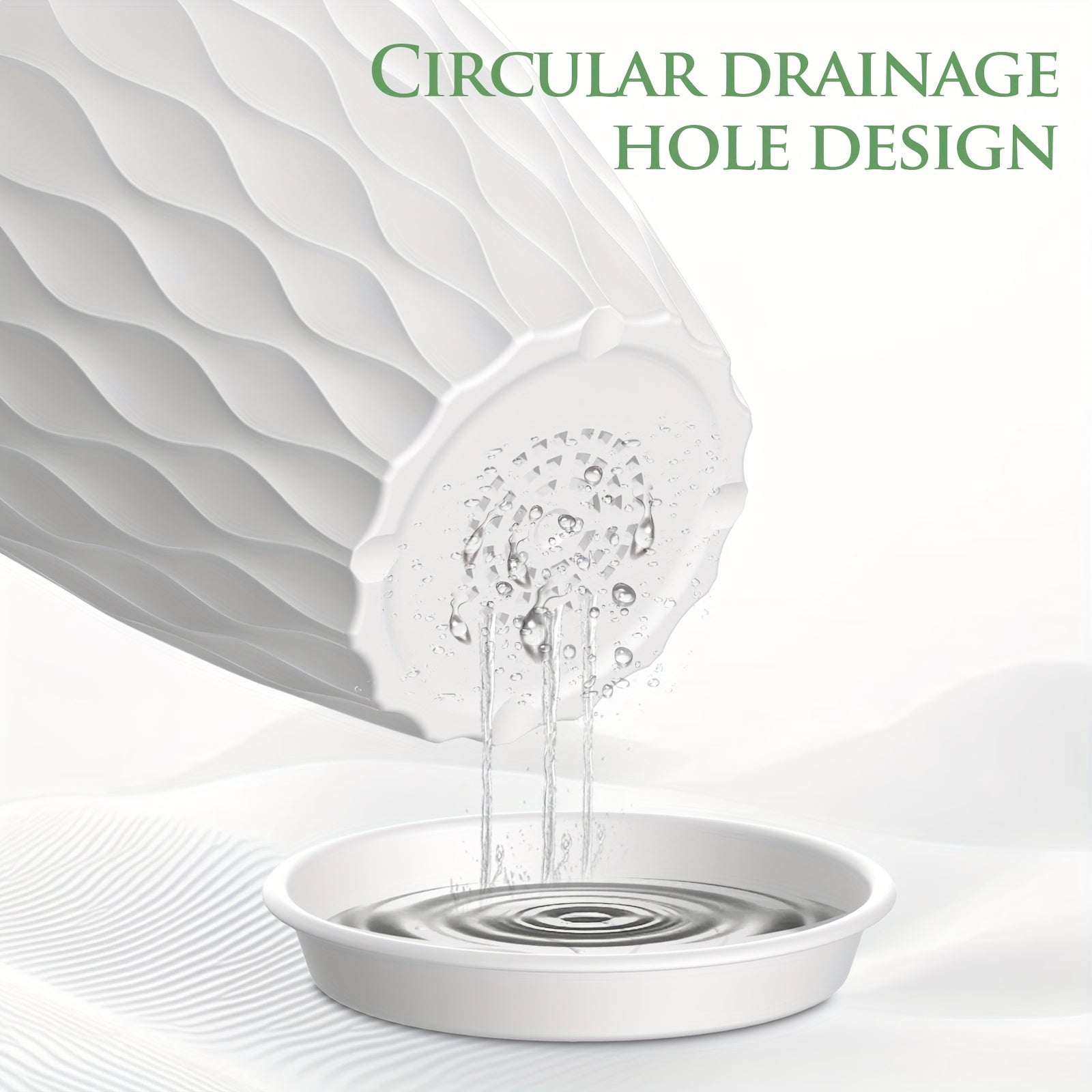 Set of 5 Boho Striped Plastic Flower Pots with Saucers 6-Inch Round Indoor Outdoor