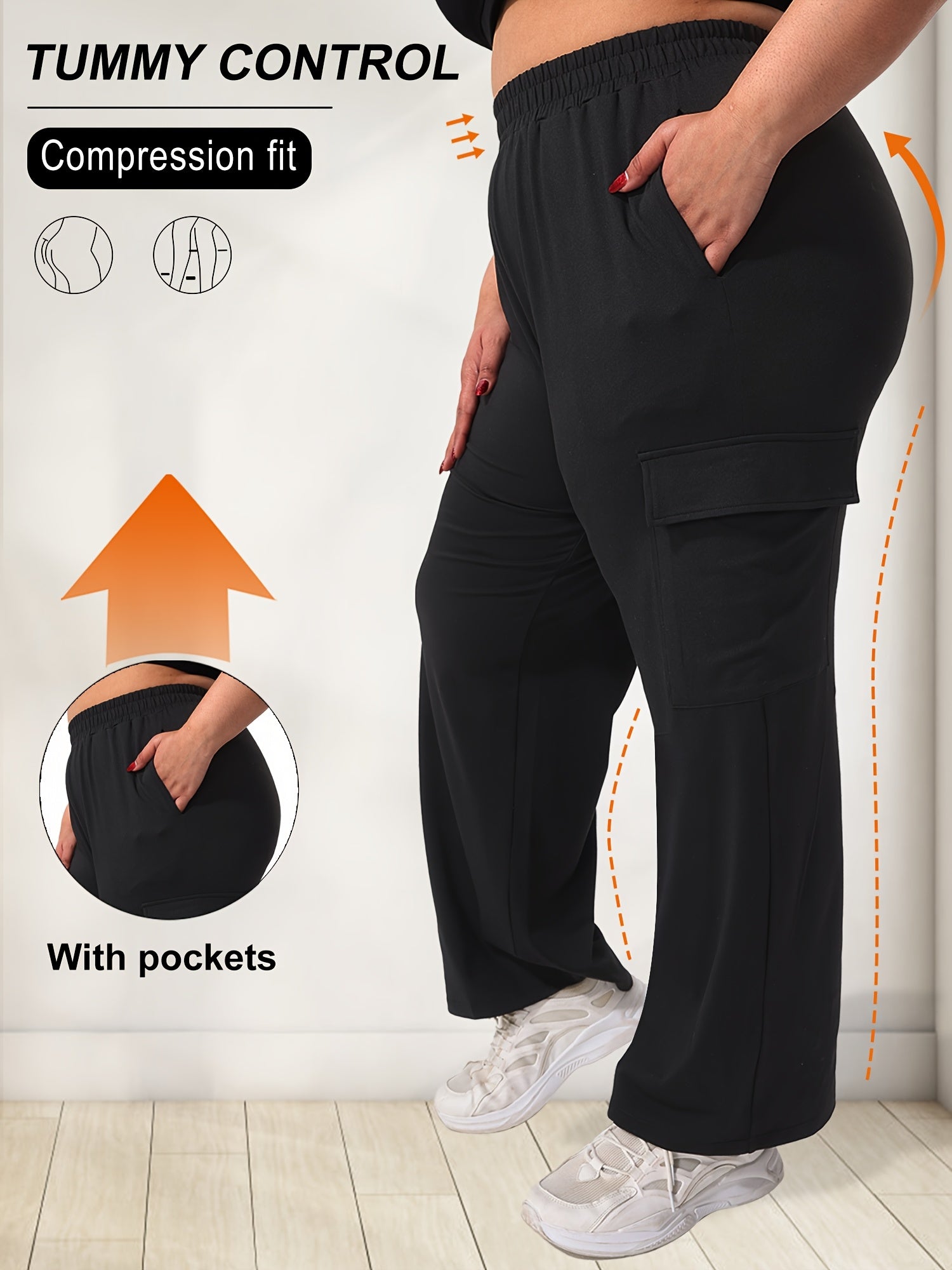 Plus Size High-Waisted Joggers Breathable Stretchy Casual Pants