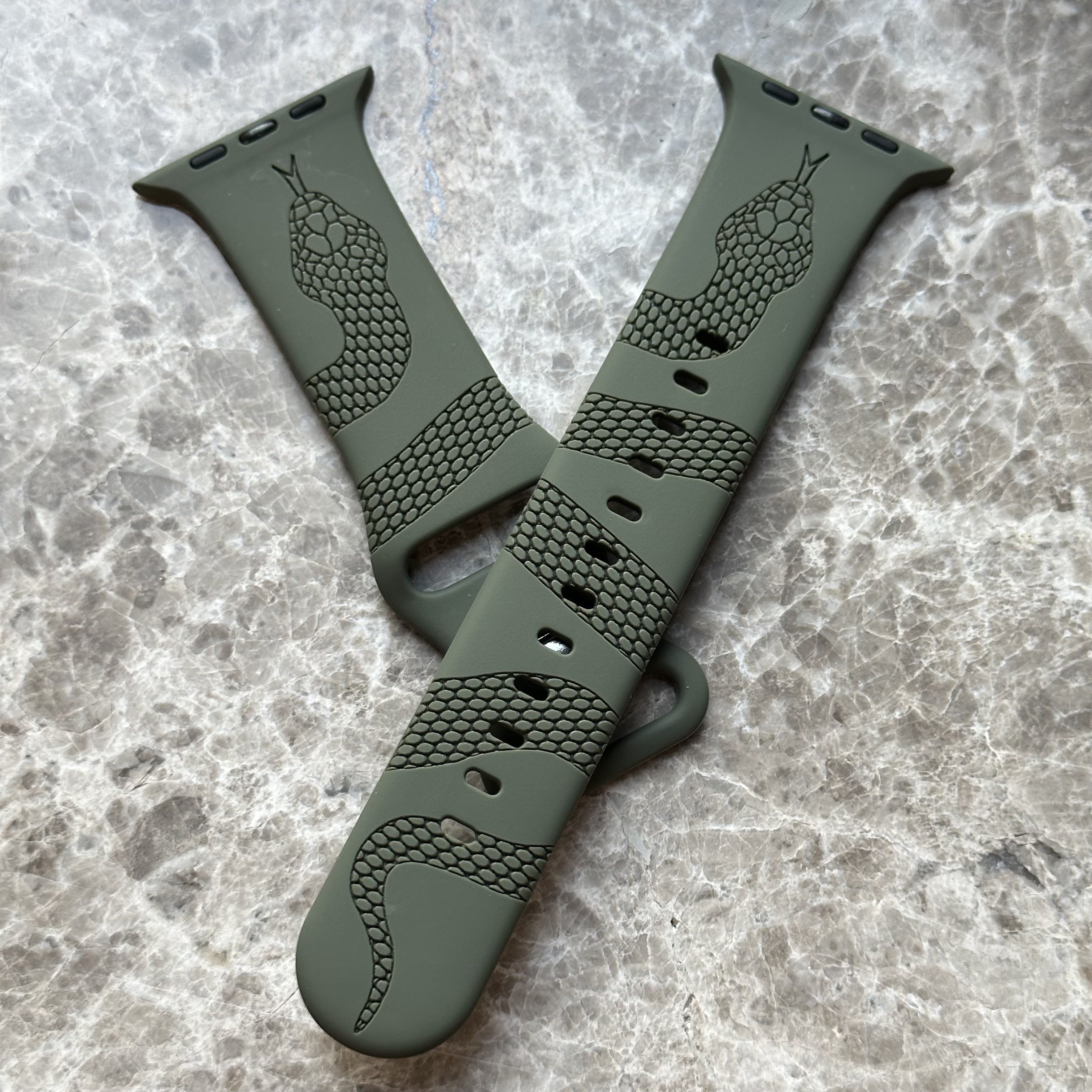 Engraved Snake Silicone Watch Band for Apple Watch All Series Durable Comfortable Strap