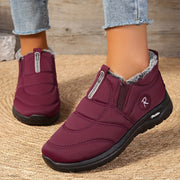 Women’s Ankle Slip-On Winter Boots with Plush Lining Non-Slip Rubber Sole Black
