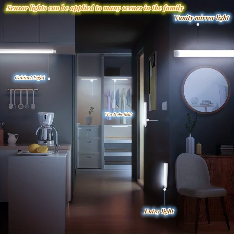 LED Motion Sensor Cabinet Light Wireless Rechargeable Under Counter Closet Night Lighting