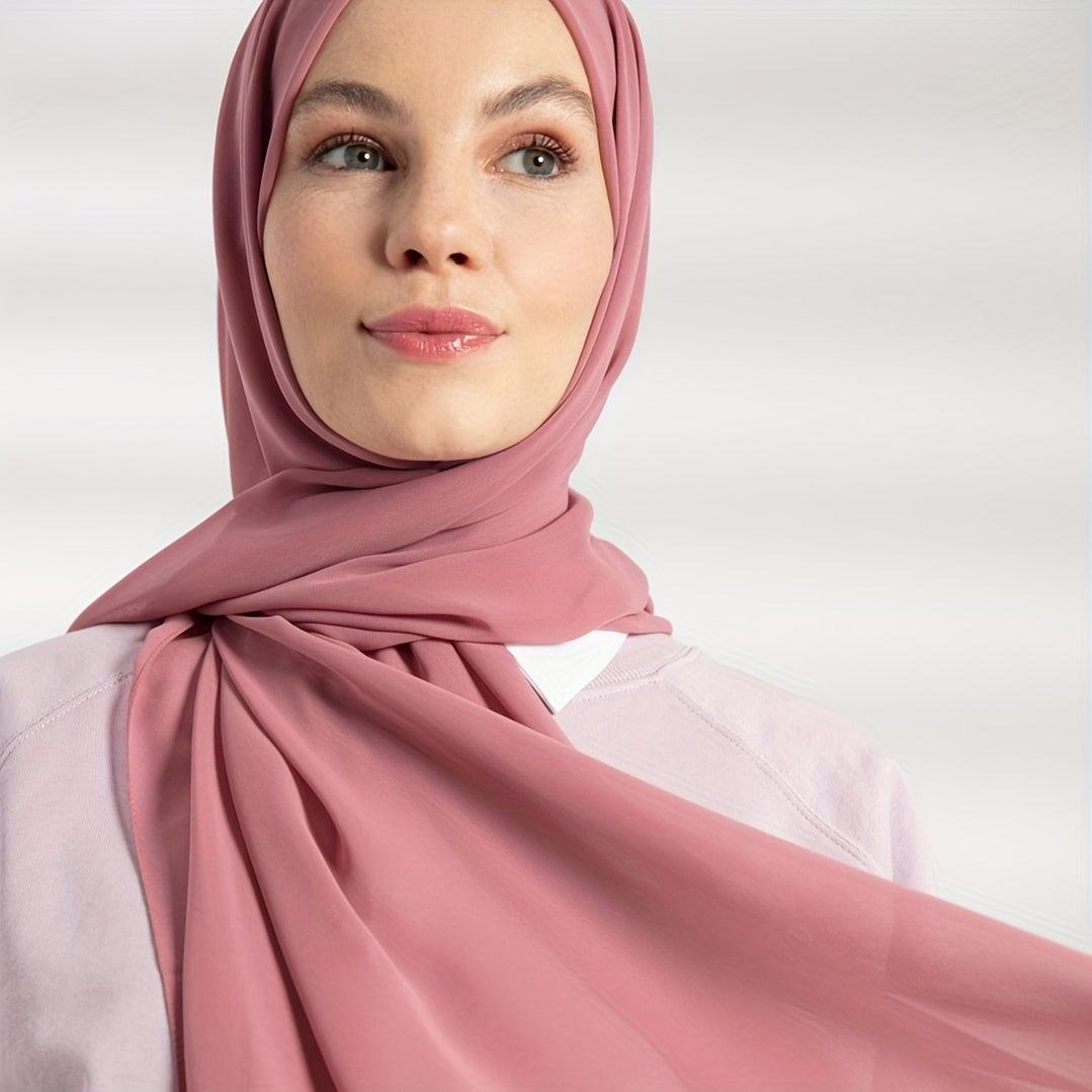 Ayollarning nafas oladigan chiffon hijabi, toza marjon bezaklari, Ramazon uchun qulay