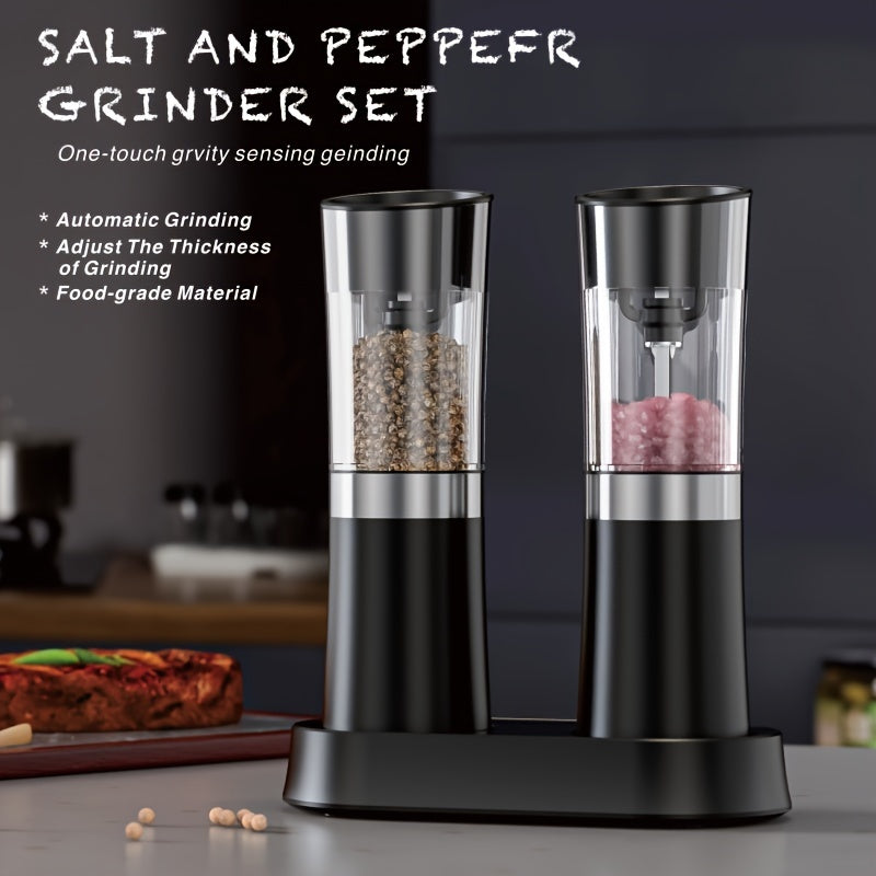 HUAMIDARY Elektr salt va murch maydalagich to'plami - sozlanadigan qattiqlik, USB bilan qayta zaryadlanadigan zanglamaydigan po'latdan yasalgan tegirmon