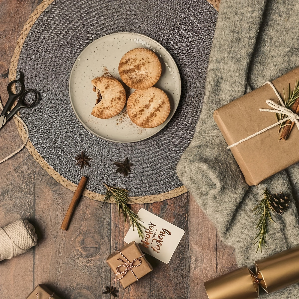 Conjunto de manteles individuales decorativos de lino para la mesa y eventos, antideslizantes