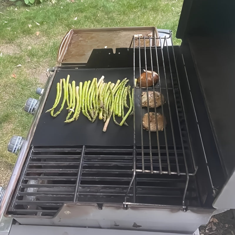 Set of 2 High-Temp Non-Stick Teflon BBQ Grill Mats for Outdoor Cooking