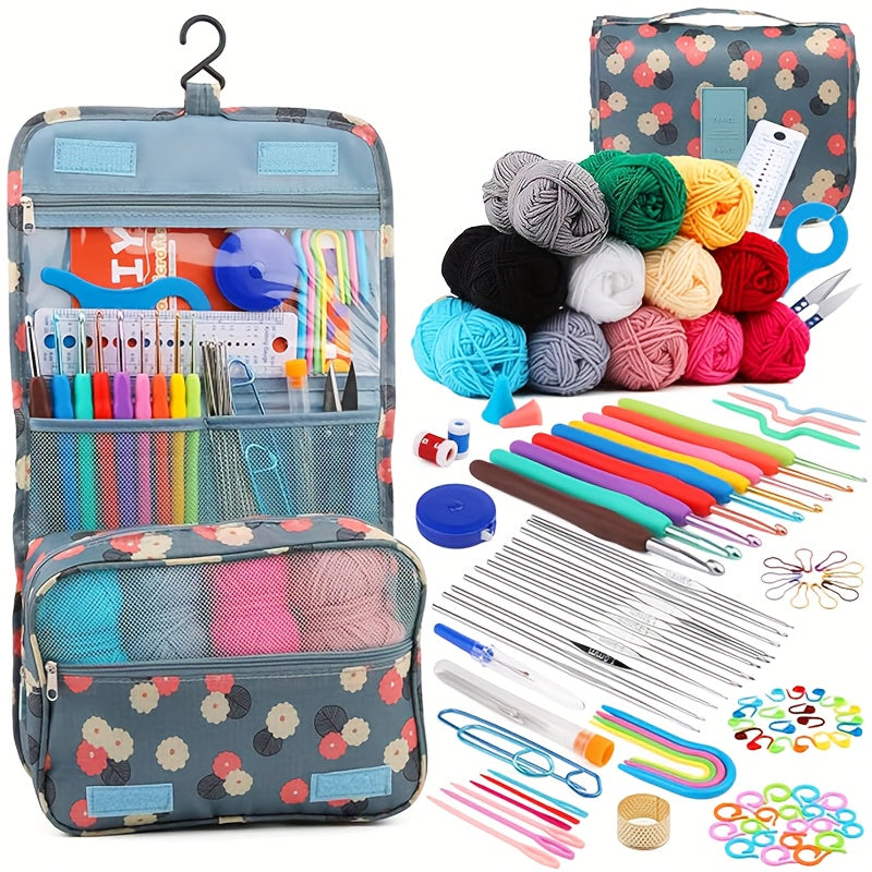130pcs Knitting Crochet Hook Set with Bag for DIY Crafts All Seasons Multicolor