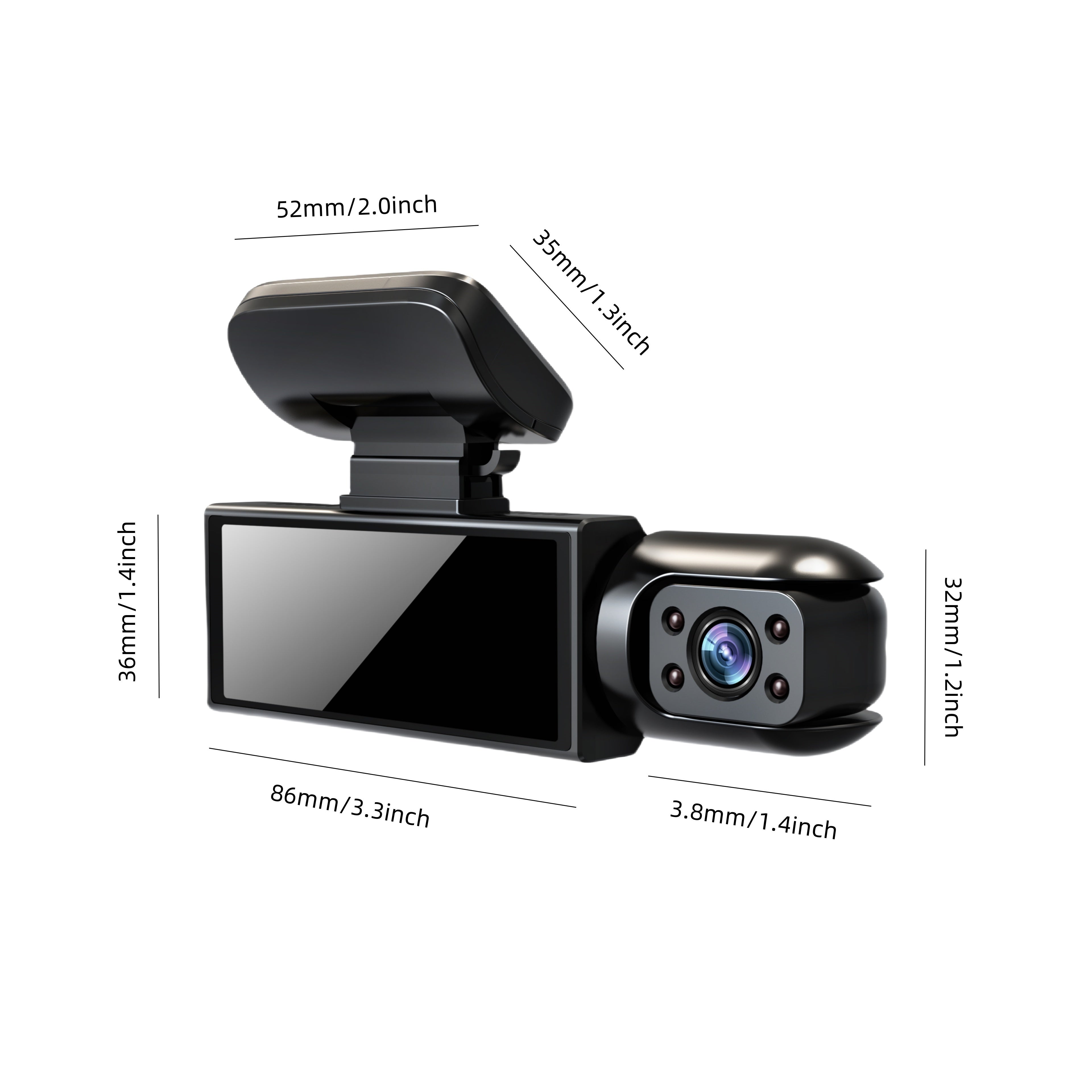 Dual Camera Car Dash Cam with 8.03cm IPS Screen 1080P Night Vision Loop Recording