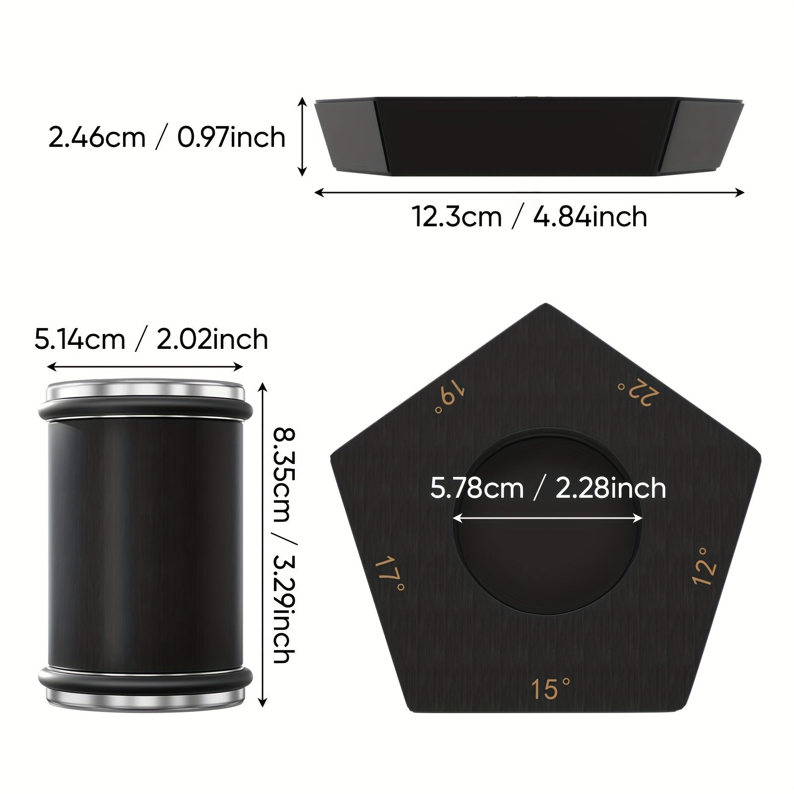 Manual Pentagon Sharpener with Adjustable Angles 12/15/17/19/22 Degrees Magnetic Blade Holder Black