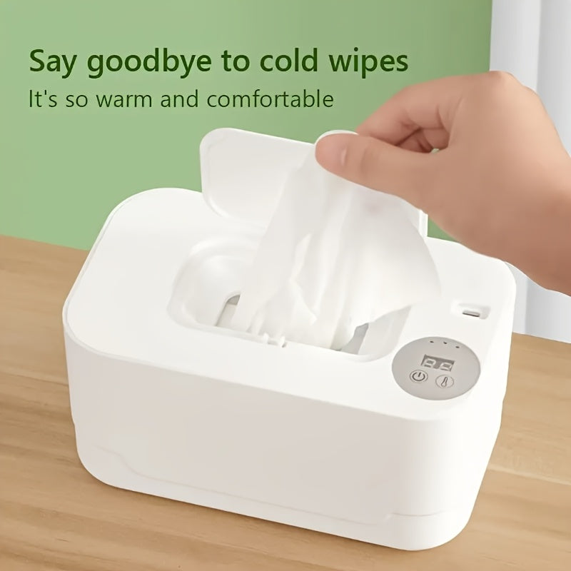 Portable USB Wet Wipe Warmer with Large Capacity Tissue Dispenser for Travel and Home