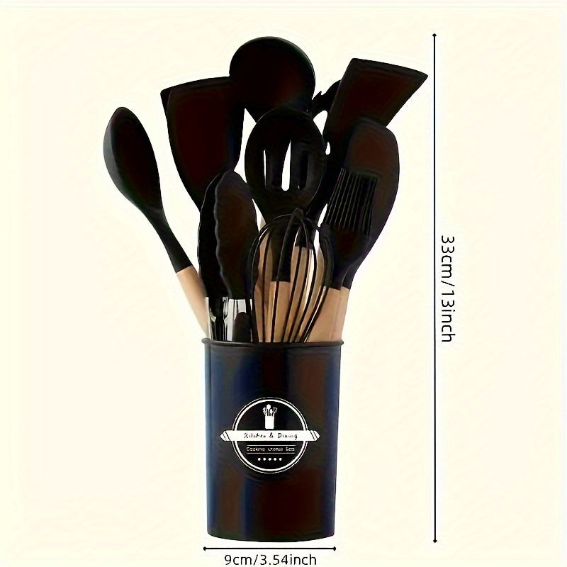 12-Piece Silicone Kitchen Utensil Set Non-Stick Spatula Spoon Ladle Whisk