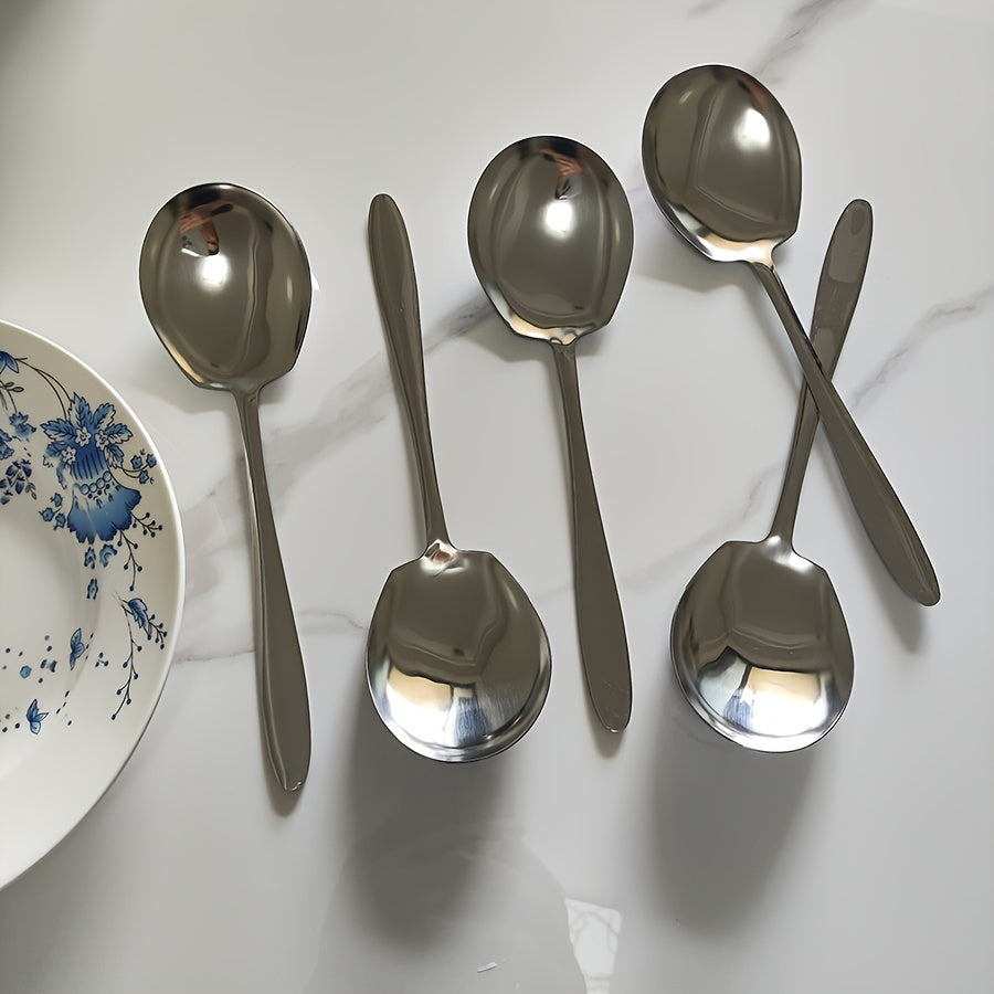 Set of 5 Stainless Steel Buffet Serving Spoons for Restaurants and Catering