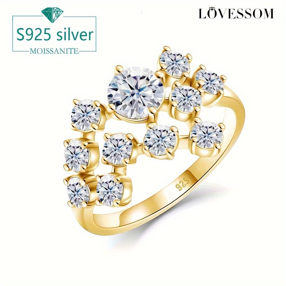 Sterling Silver Moissanite uzuk 1.5 karat vintage qimmatbaho metal bilan qoplangan uniseks zargarlik buyumlari