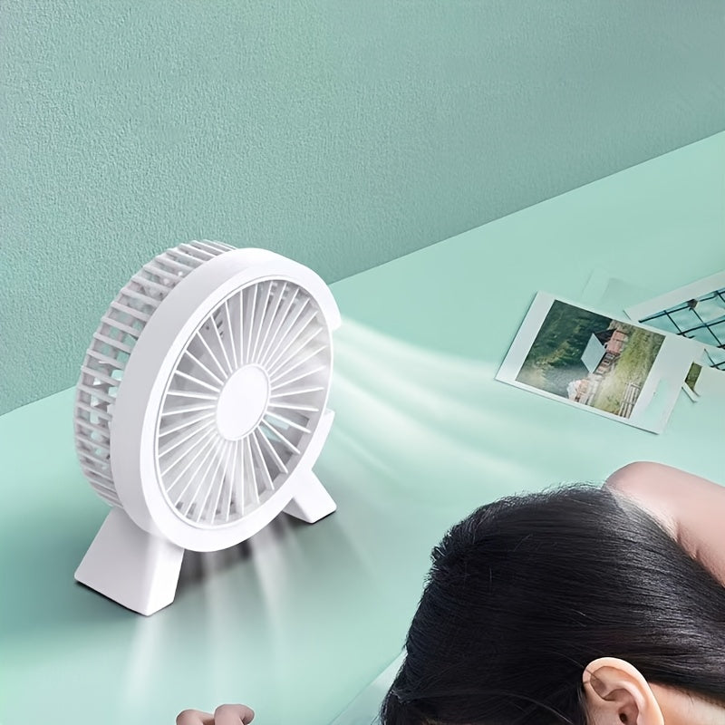 Compact USB Desktop Fan with Quiet Brushless Motor, High Airflow, Purple Design
