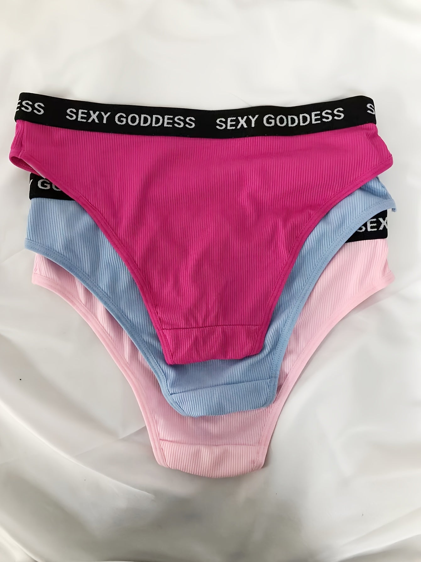 Women’s Letter Print Lingerie Set with Wireless Bra and Ribbed Panties