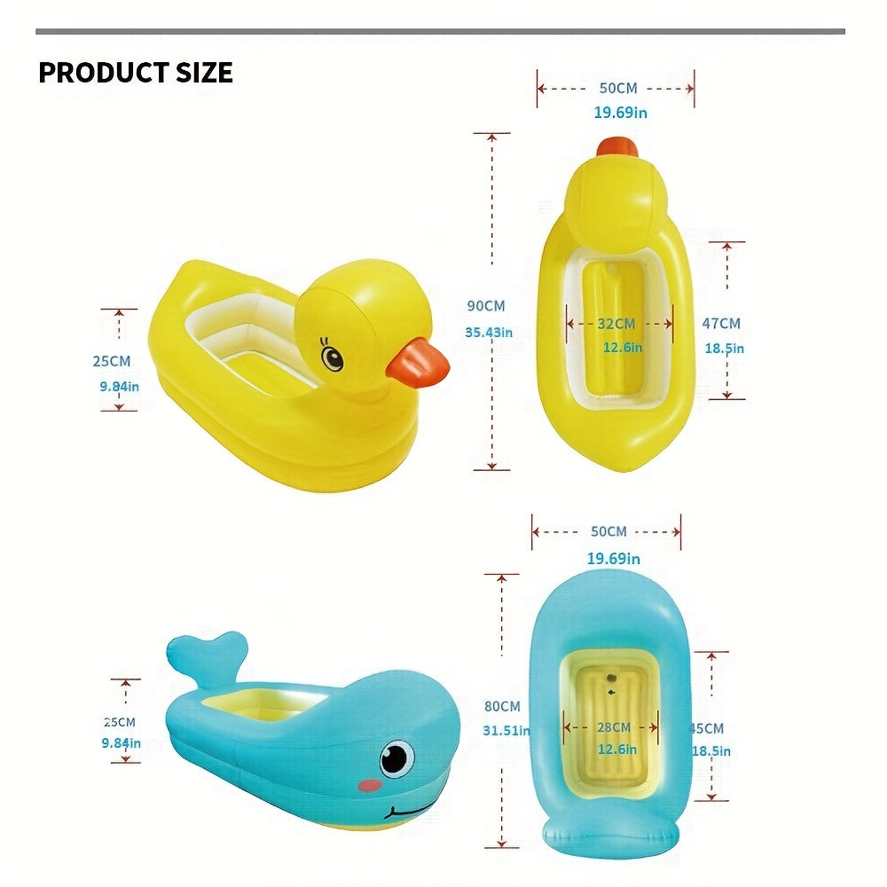 Комфортная надувная ванна, разработанная для детей - Изготовлена из прочного ПВХ-материала, яркого синего цвета и включает поддерживающую спинку.