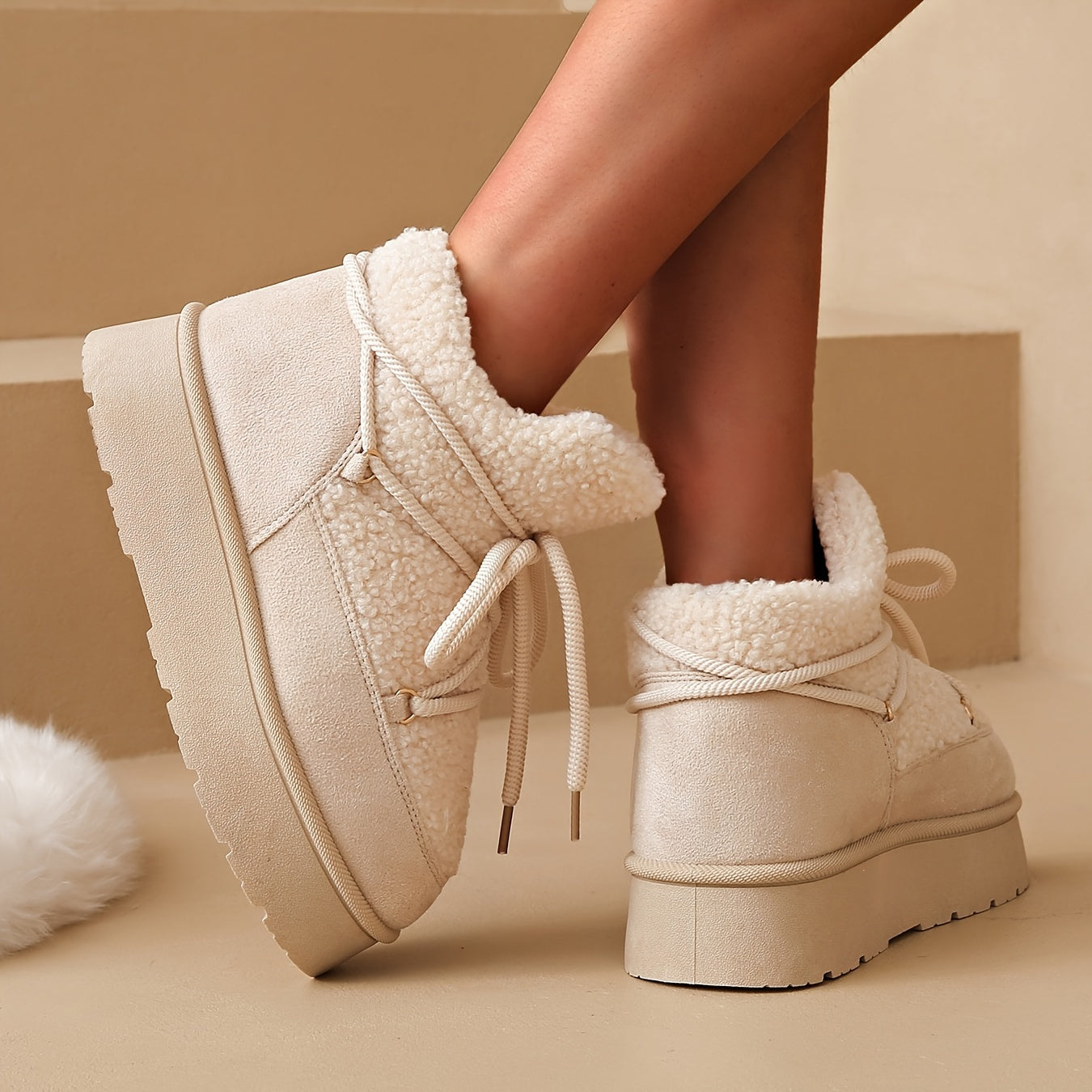 Women's Faux Fur Winter Snow Boots Plush Lined Thick Sole