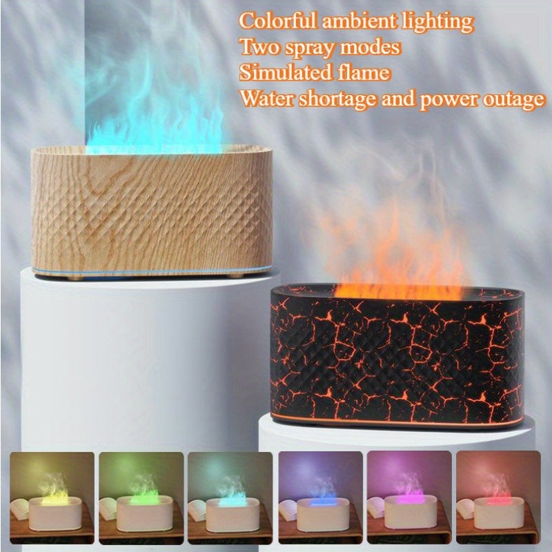 Usb-Powered LED Flame Humidifier with 7 Light Colors for Home Office