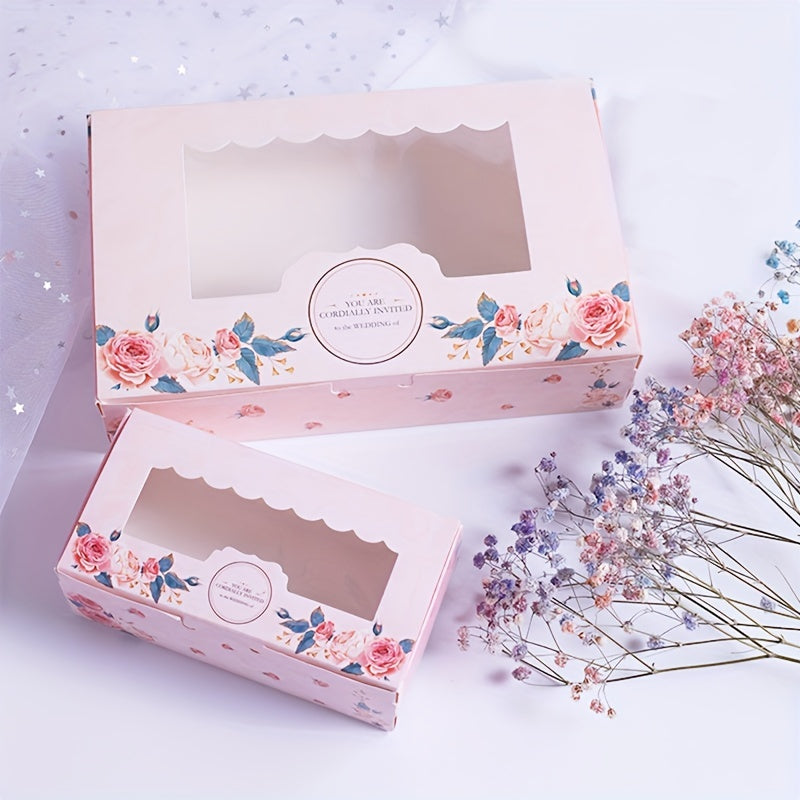 Pink Rose Gift Boxes Set with Stickers for Birthdays and Weddings