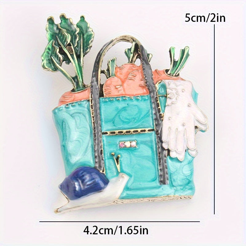 Qadimiy uslubda ishlab chiqarilgan alyuminiy emal sabzi va qurt broshka pin - bog' mavzusidagi ijodiy dizayn - palto va sumkalar uchun zamonaviy moda aksessuari