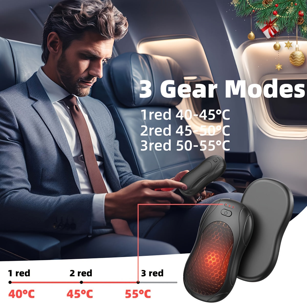 2-Pack Portable Hand Warmers Rechargeable USB Heating Pads with 3000mAh Battery