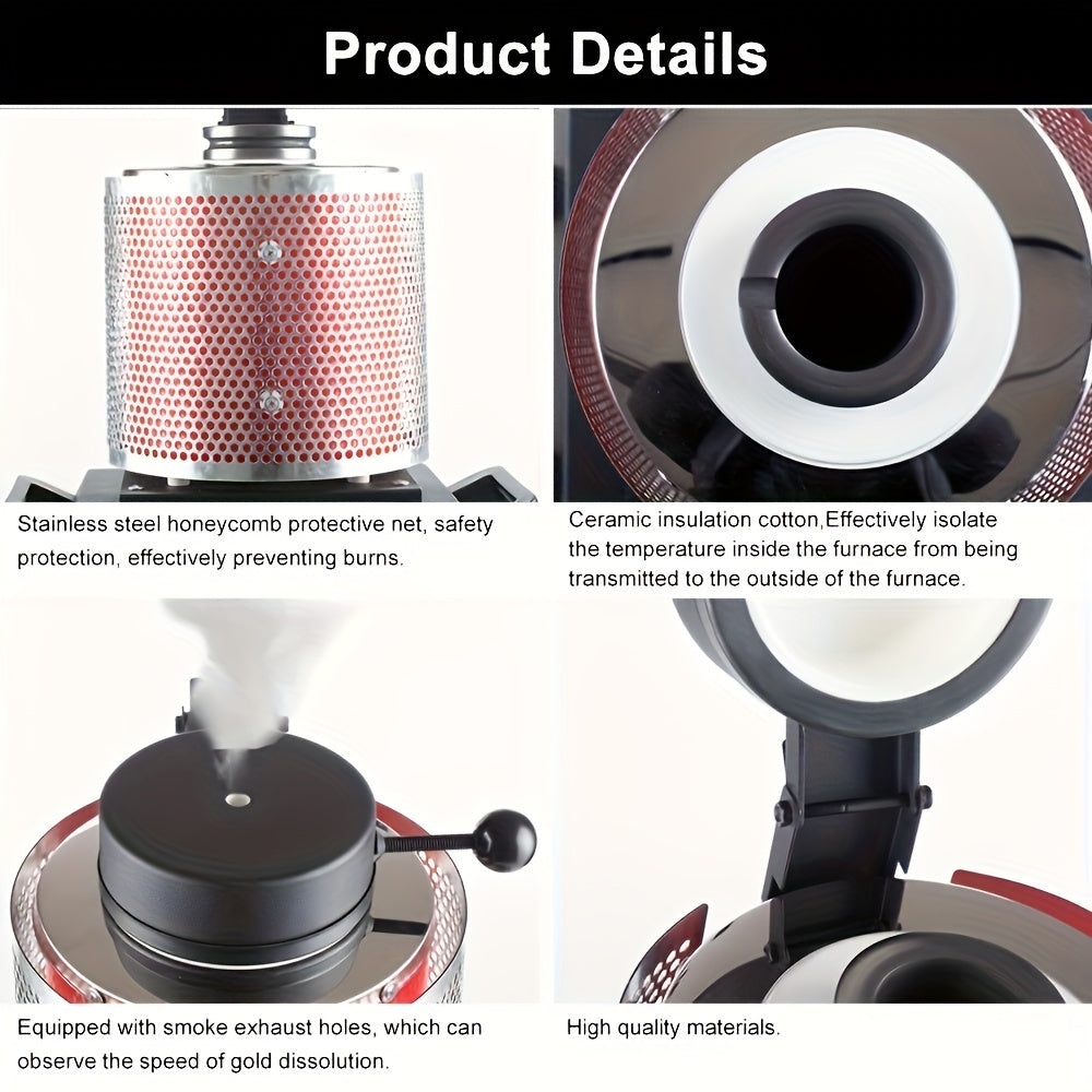 3kg Metal Melting Furnace Kit with Stainless Steel Crucible and Ceramic Insulation