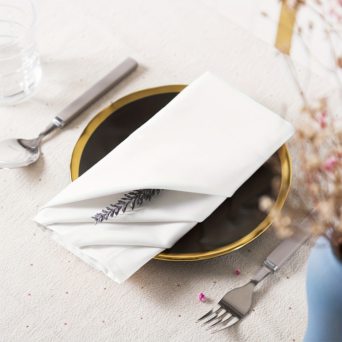 Set of 12 Reusable Cotton Cloth Napkins 45.72 cm for Dining and Events