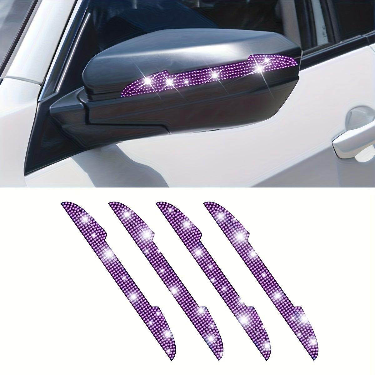Set of 4 Rhinestone Car Door Handle Scratch Protectors for All Vehicles